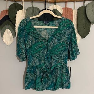 Democracy Bohemian Blouse Teal Size Small NWT